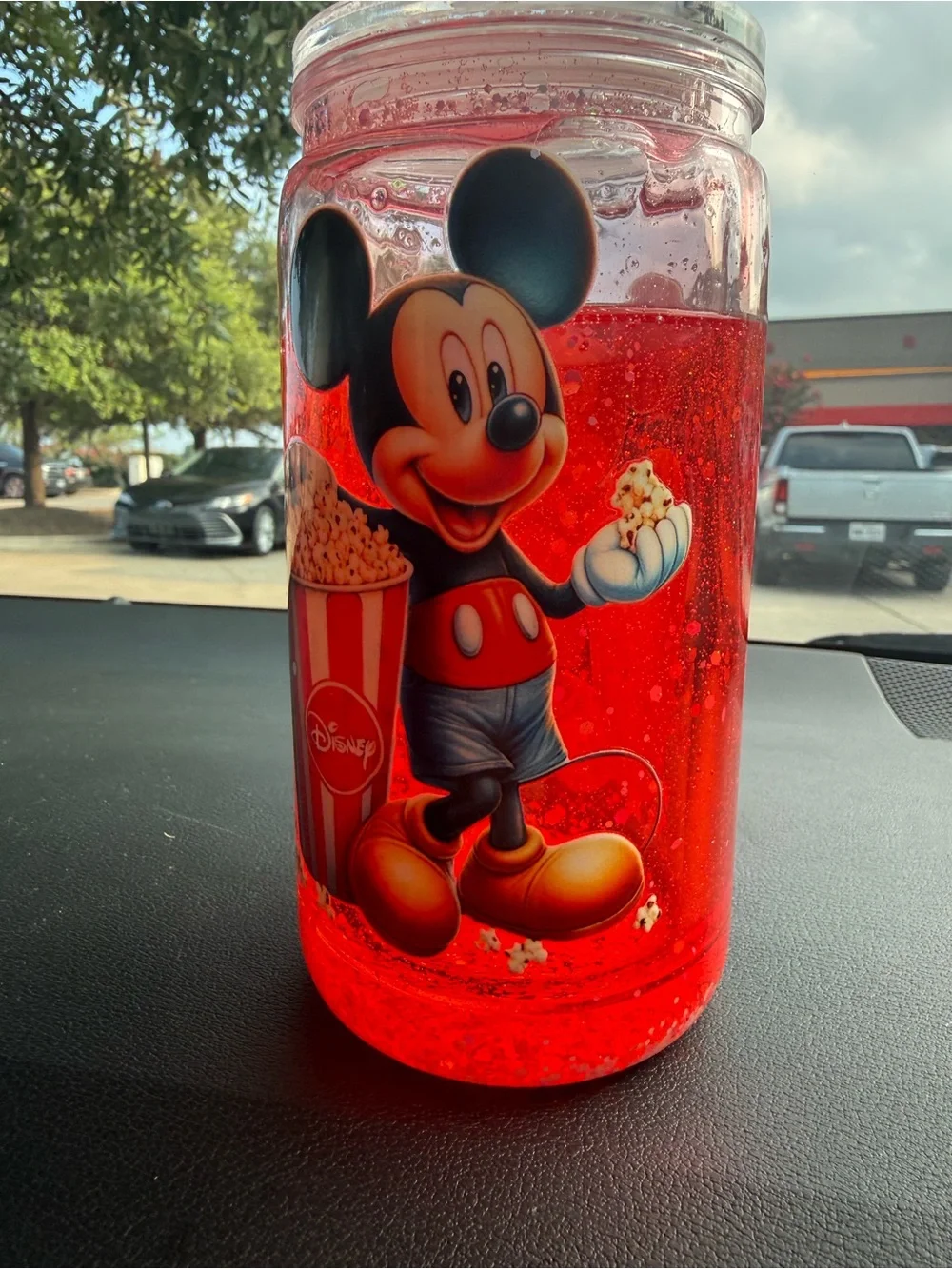 Disney Red Glitter Mickey Mouse Popcorn Jar
